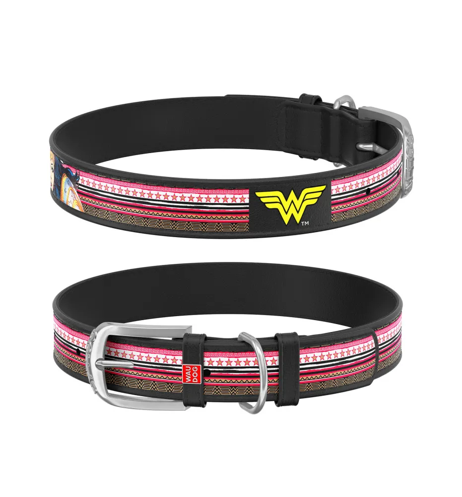 WAU DOG Obojok Wonder Woman, 38-49cm/25mm, čierna