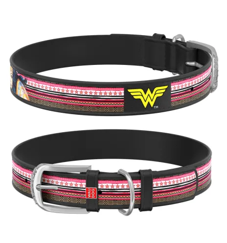 WAU DOG Obojok Wonder Woman, 38-49cm/25mm, čierna