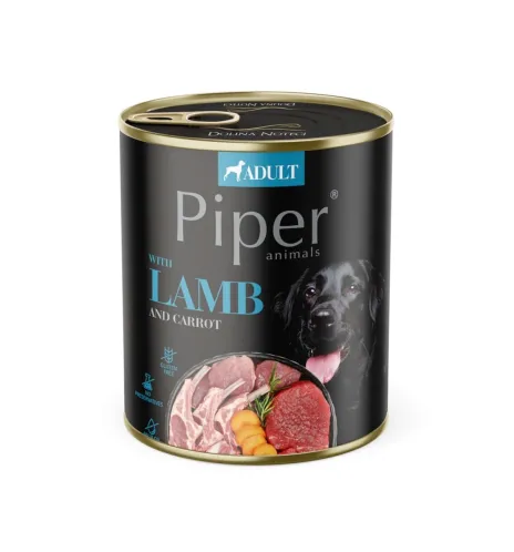 PIPER konzerva pre psov jahňa mrkva a hnedá ryža, 800g