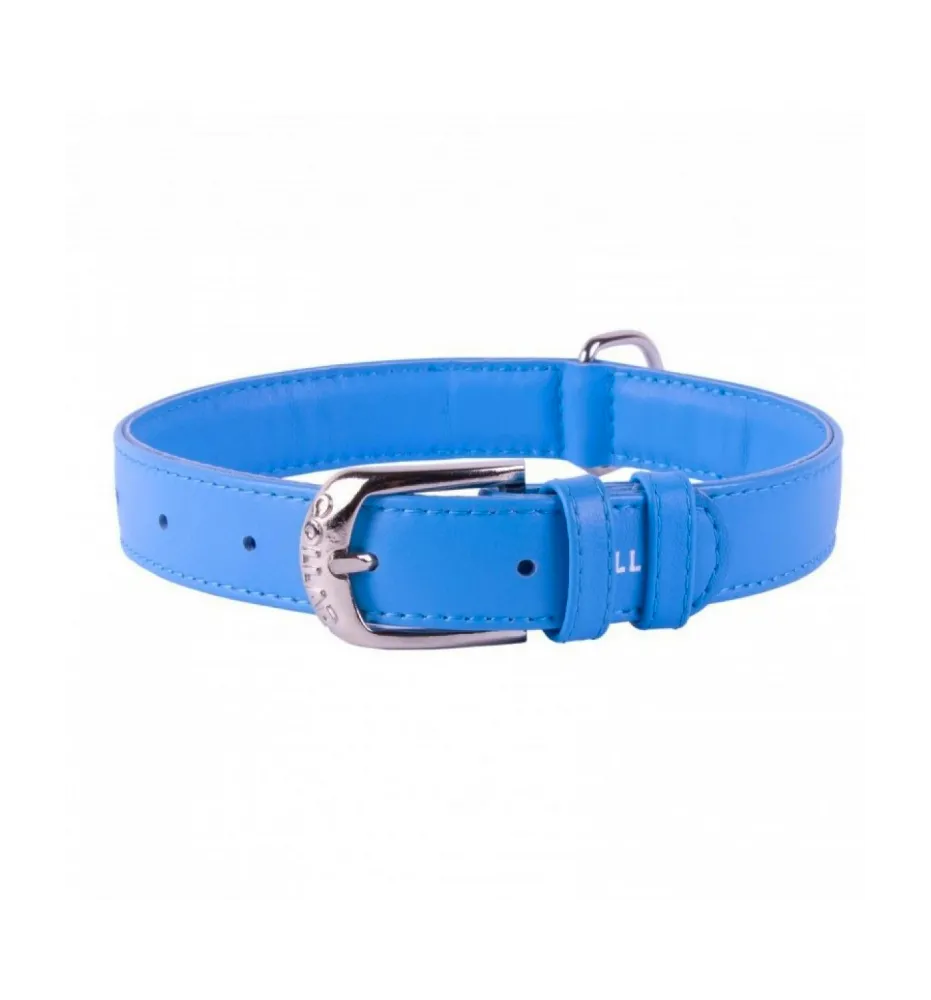 COLLAR Kožený obojok Glamour, 46-60cm/35mm, modrá