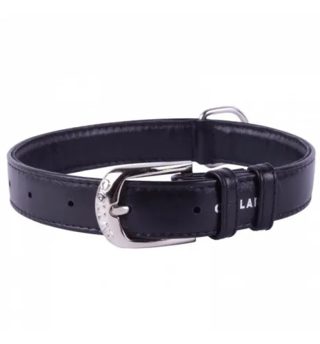 COLLAR Kožený obojok Glamour, 21-29cm/12mm, čierna