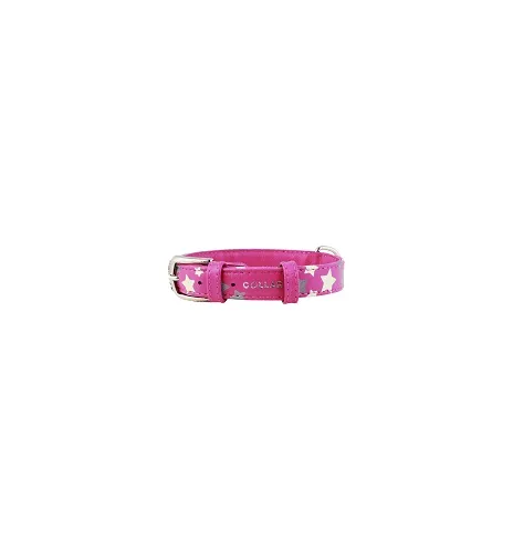 COLLAR Kožený obojok s hviezdami Glamour, 38-49cm/25mm, ružová