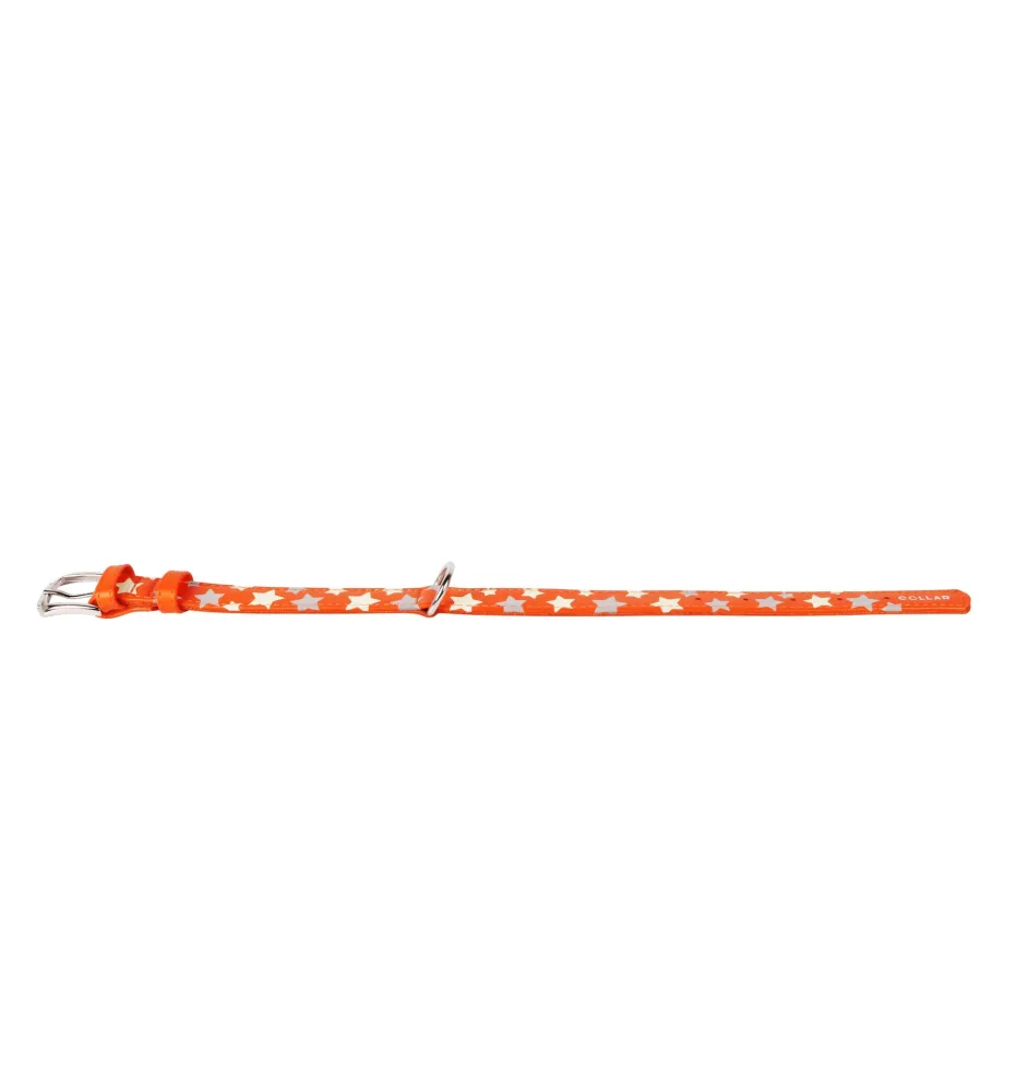 COLLAR Kožený obojok s hviezdami Glamour, 19-25cm/9mm, oranžová