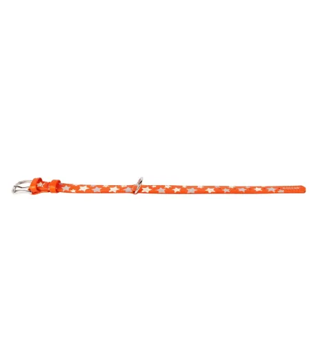 COLLAR Kožený obojok s hviezdami Glamour, 19-25cm/9mm, oranžová