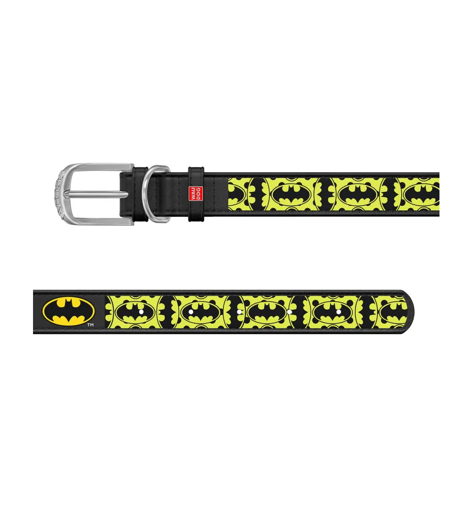 WAU DOG Obojok Batman kožený, 19-25cm/12mm, čierna