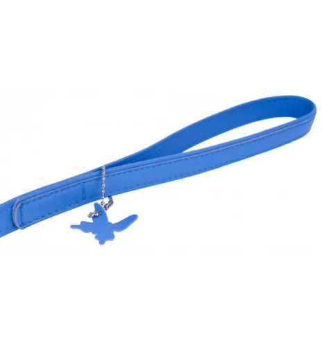 COLLAR Kožené vodítko Glamour, 122cm/18mm, modrá